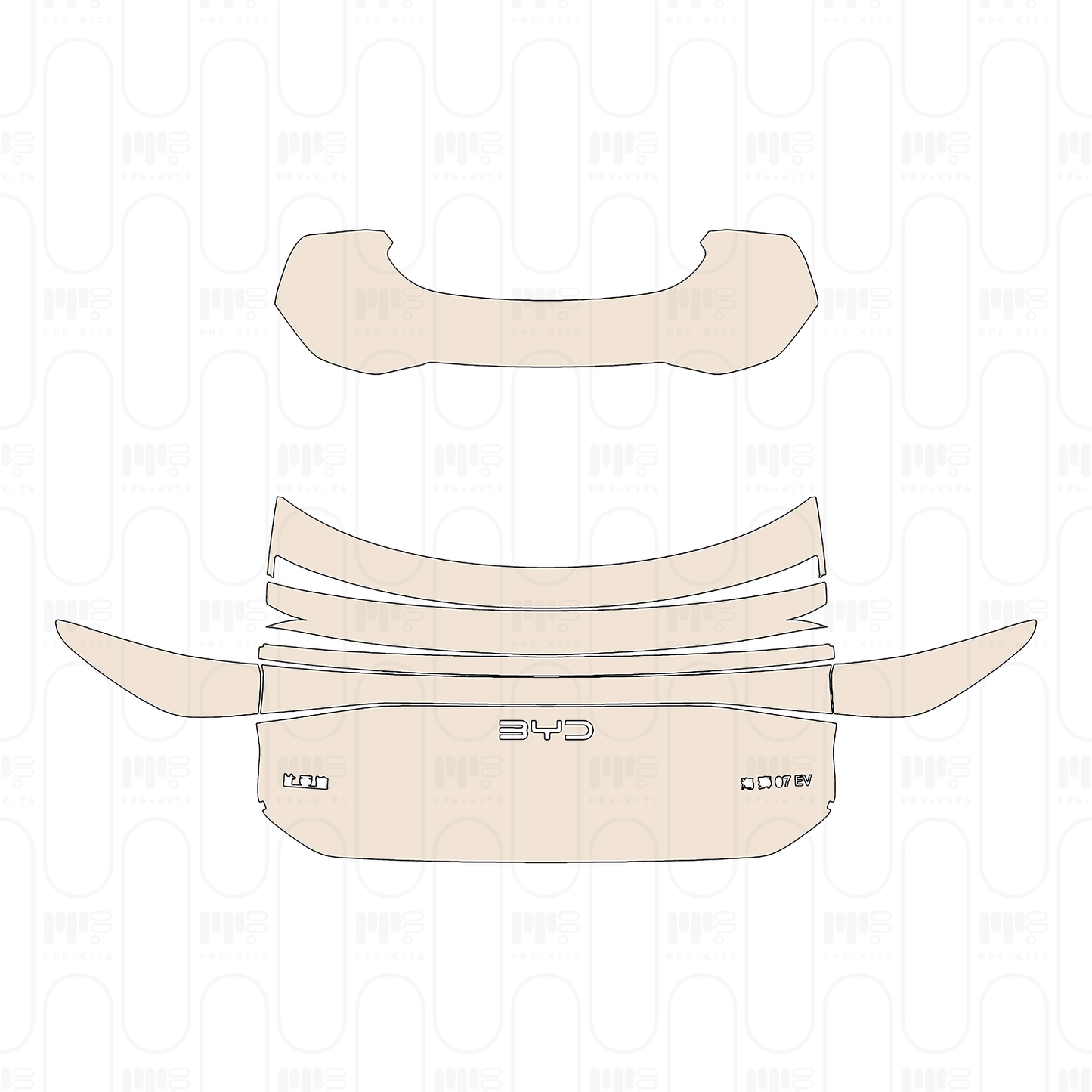 Trunk Lid with "BYD" & "BYD" & "Haishi 07EV" Emblems
