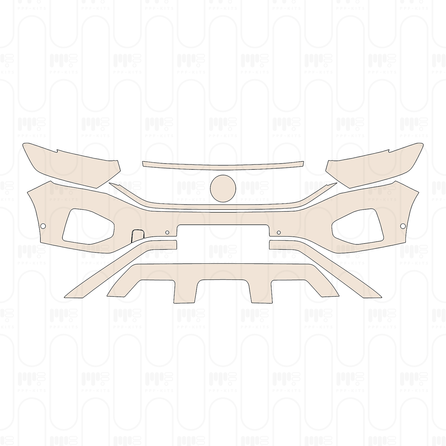 Bumper+Headlamp with license plate frame cutout, with 4 PDC (parking sensors)