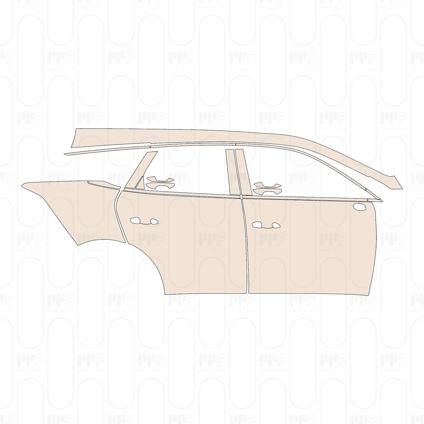 (right) Door+Side Skirt without charging port on rear Fender