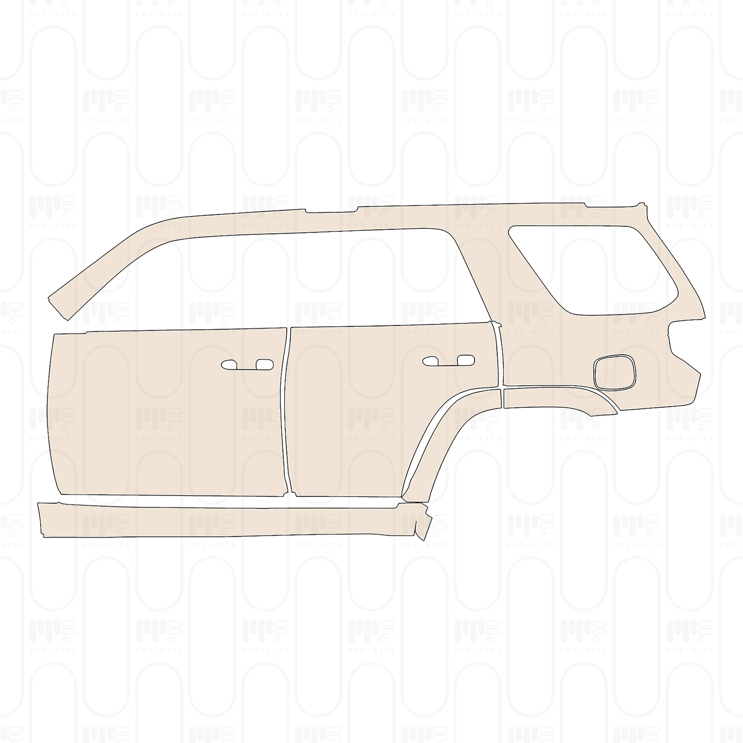 (left) Door+Side Skirt+Rear Fender without Emblem on rear Fender