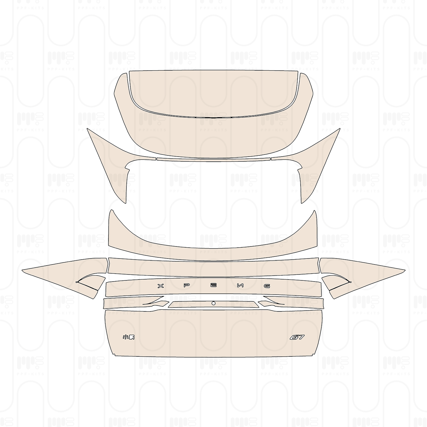 Trunk Lid with "XPENG" & "Xiaopeng" & "G7" emnlems