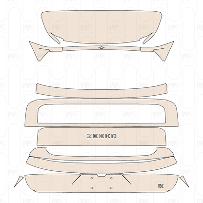 Trunk Lid with "ZEEKR" & "9X" Emblems