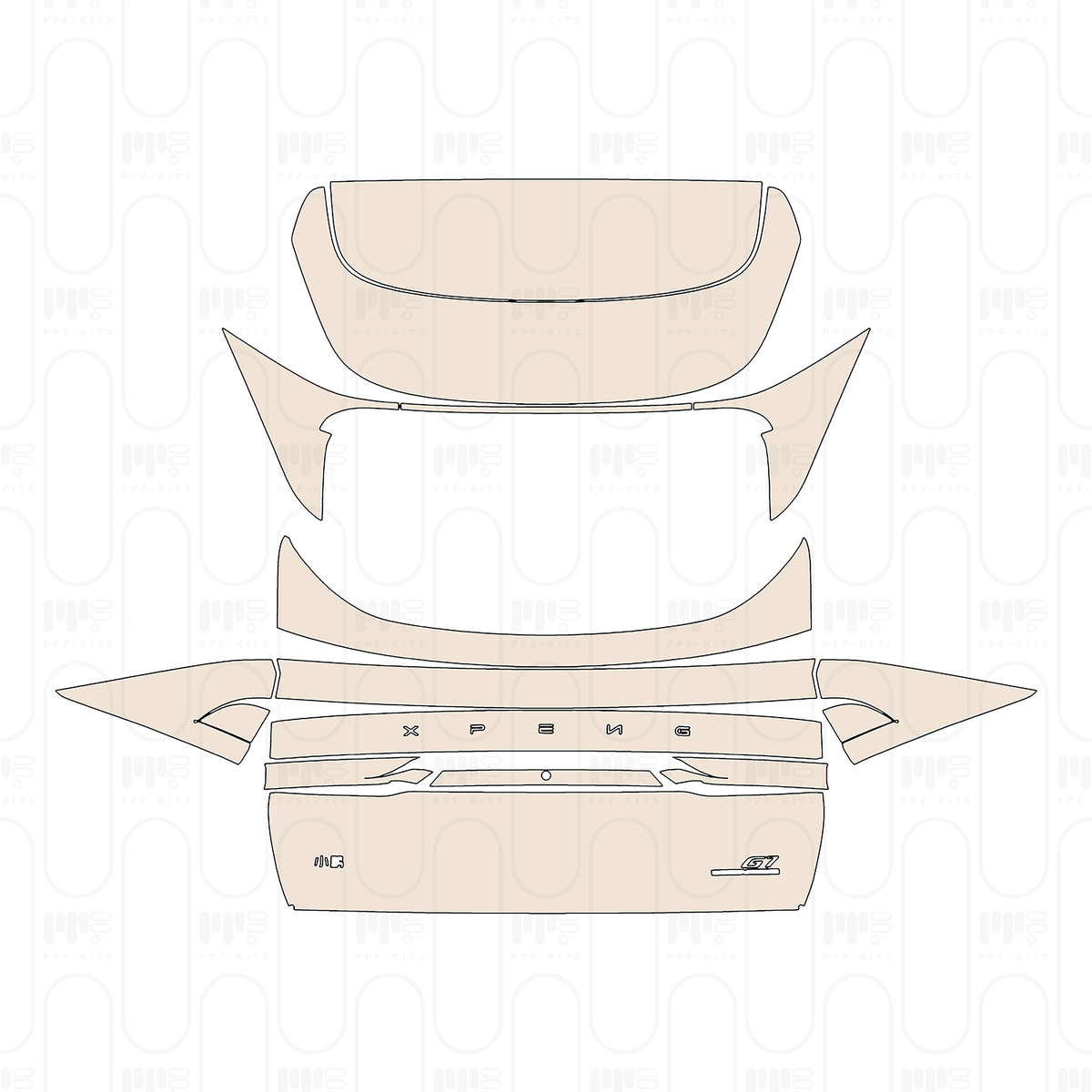 Trunk Lid with "XPENG" & "Xiaopeng" & "G7 POWER XULTRA" Emblems