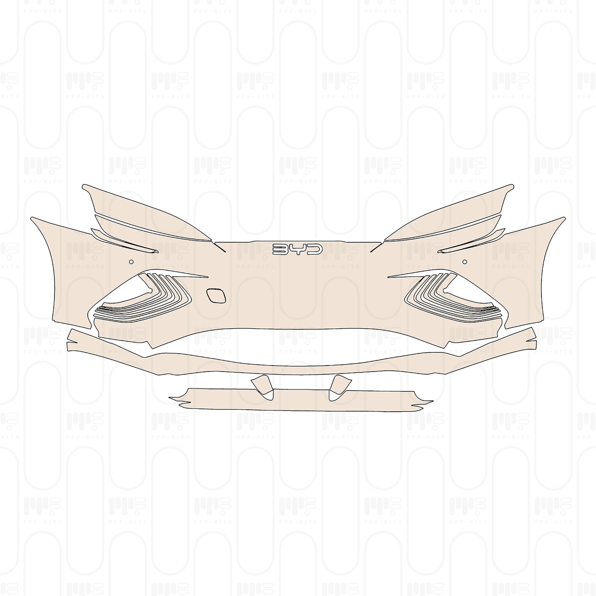 Bumper+Headlamp with 2 PDC (Parking Sensors),with new version badge in 8.77in X 1.89in for "BYD"