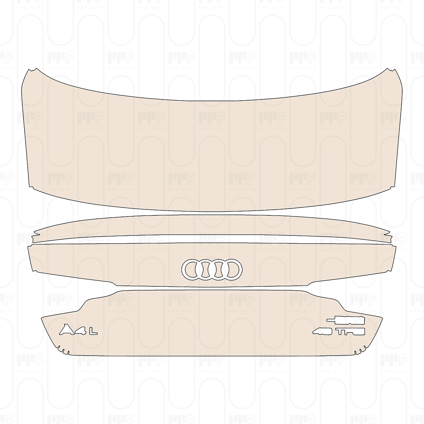 Trunk Lid with Spoiler, with "A4L" & "FAW-Audi" & "4#TFSI" Emblems