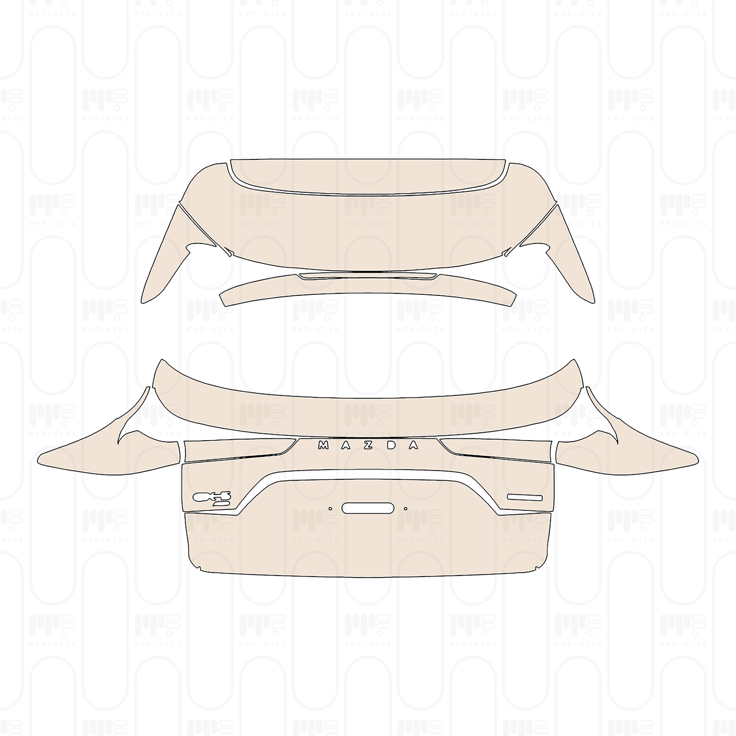 Trunk Lid with "MAZDA" & "CX-5 AWD" & "e SKYACTIVG" Emblems