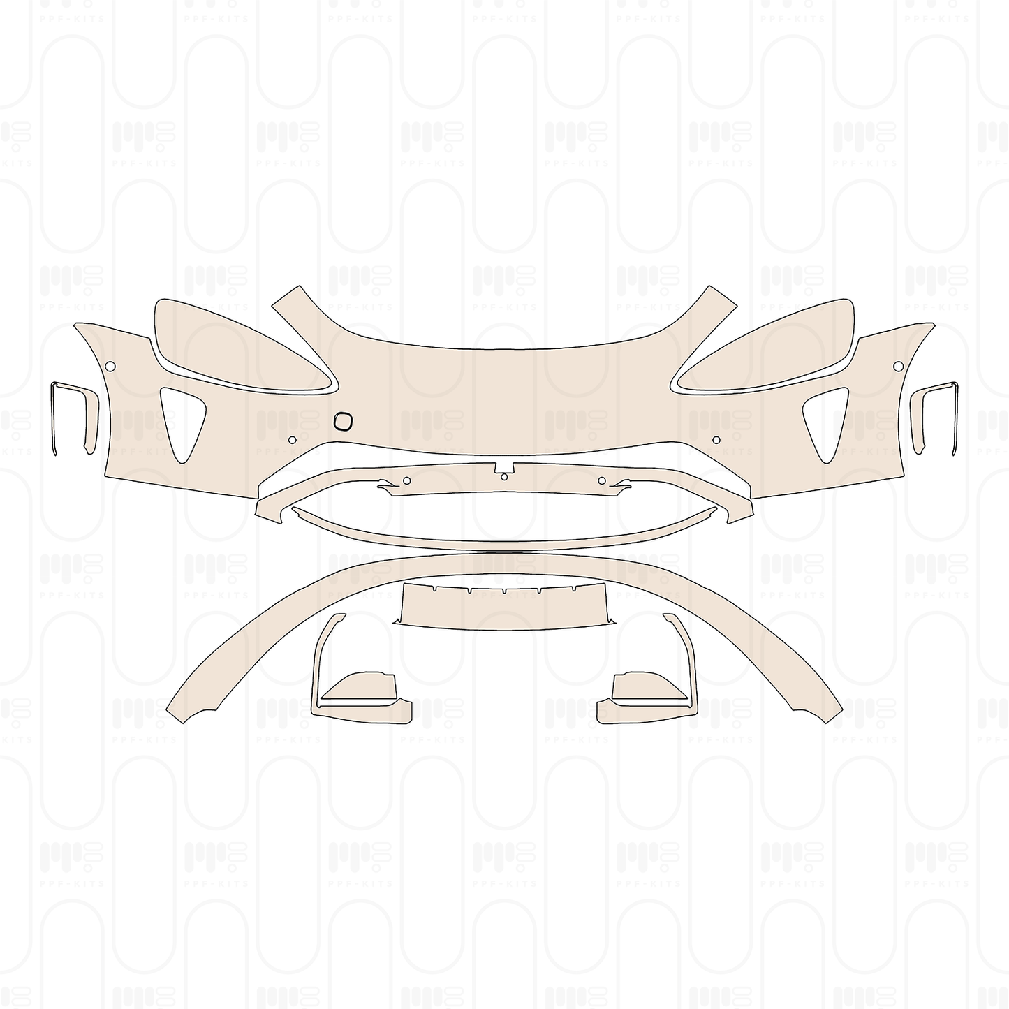 Bumper+Headlamp without license frame cutout, with 6 PDC (Parking Sensors)