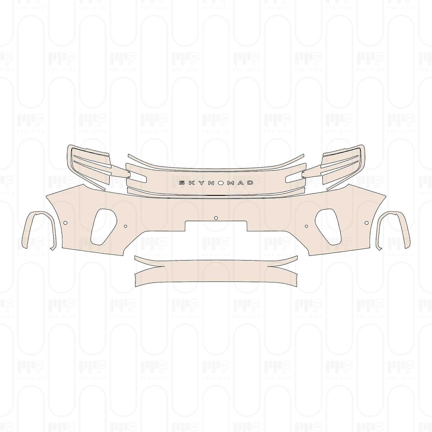 Bumper+Headlamp with license plate frame cutout, with 4 PDC (Parking Sensors) and 1 camera