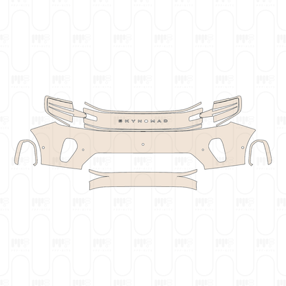 Bumper+Headlamp without license plate frame cutout, with 4 PDC (Parking Sensors) and 1 camera