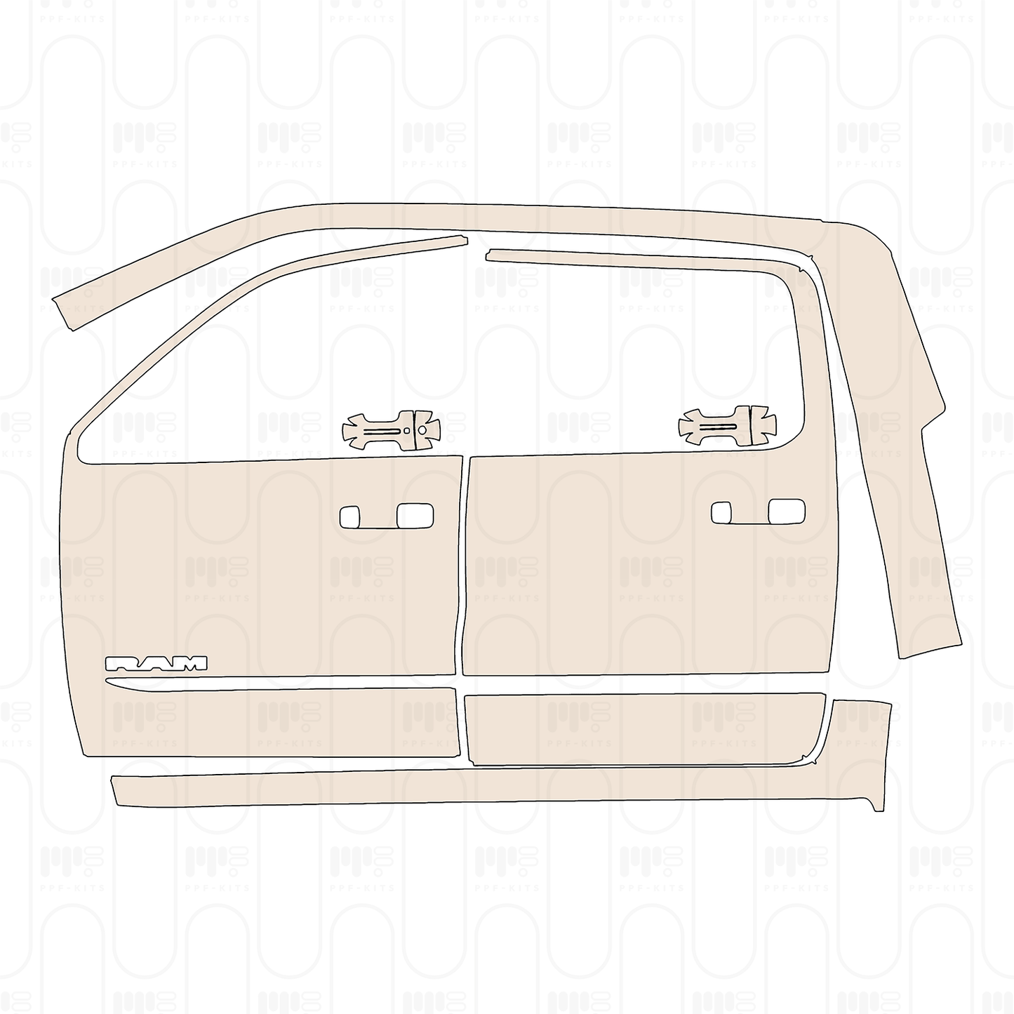 Pre-Cut PPF RAM Trucks 1500 Crew Cab Tungsten 2025