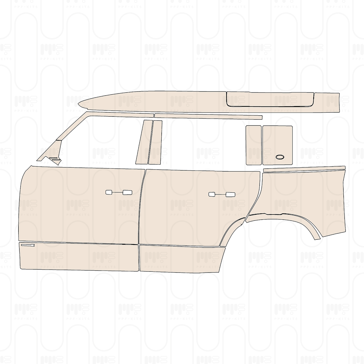 (left) Door+BC-Pillar+Rear Fender+Side Skirt with "DEFenderX" Emblem on front door