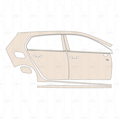 (right) Door+Side Skirt+Rear Fender with "R" Emblem on front door