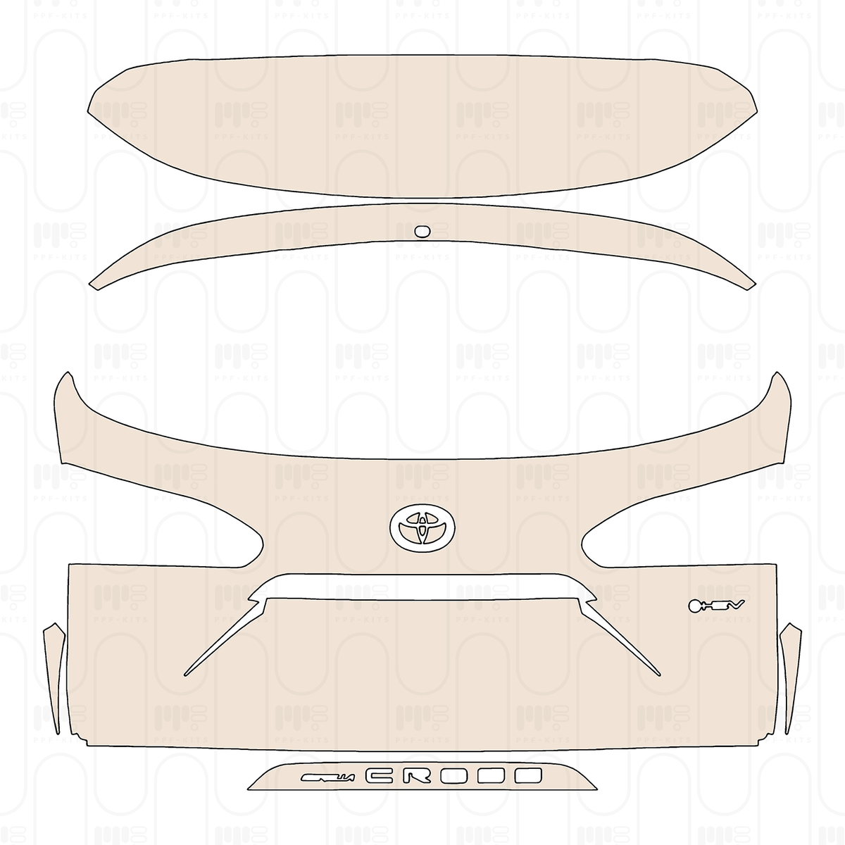 Trunk Lid with "COROLLA CROSS" & "HEV" Emblems