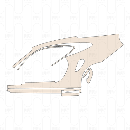 (left) Rear Fender+Side Skirt bottom edge of rear Fender covers the coarse-grained surface