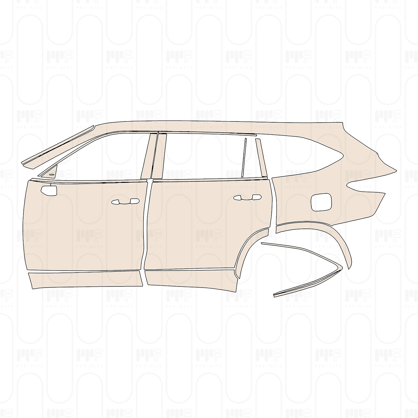 Pre-Cut PPF Toyota Highlander (US) XLE 2022