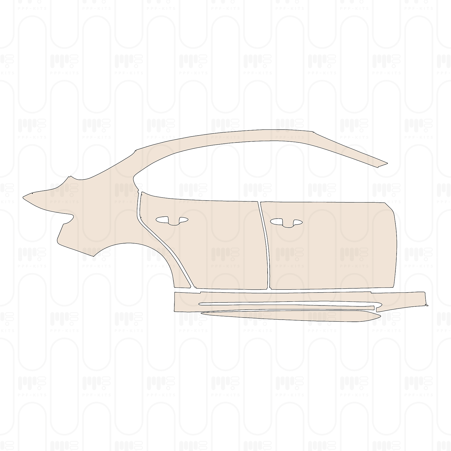 (right) Door+Side Skirt+Rear Fender without Model Emblem