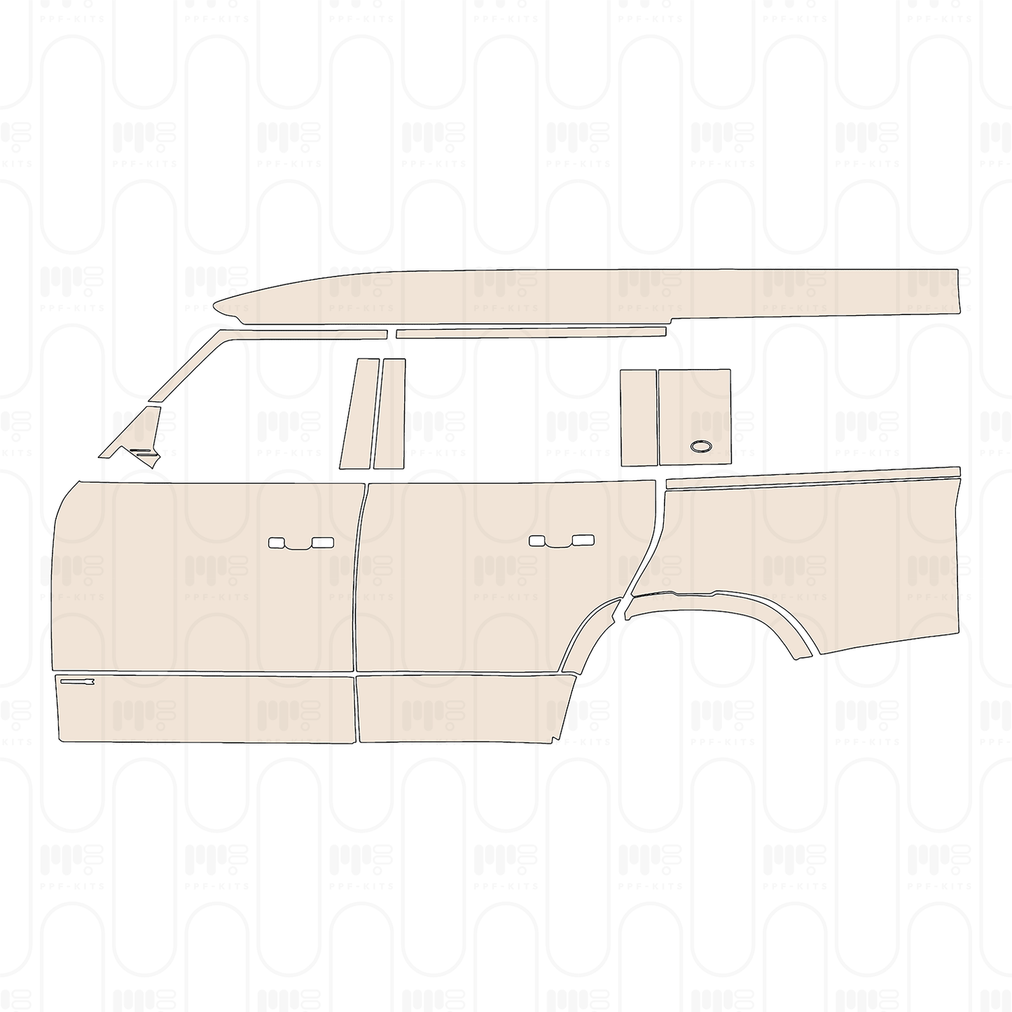 (left) Door+Side Skirt+Rear Fender with "DEFenderX" Emblem on front door