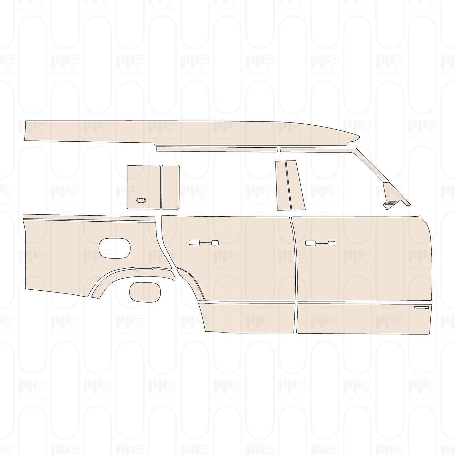 (right) Door+Side Skirt+Rear Fender with "DEFenderX" Emblem on front door