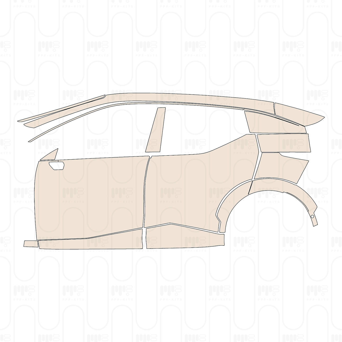 (left) Door+Side Skirt without door handle on door, without door opening button on BC-Pillar