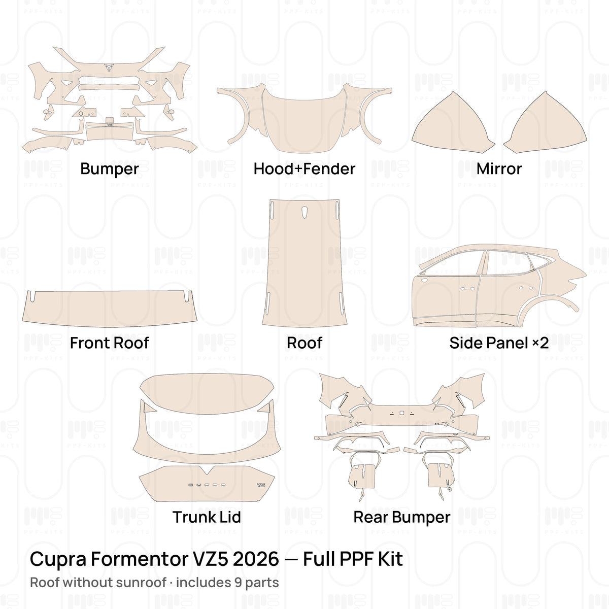 Roof without sunroof / PPF-Kits PK-G2