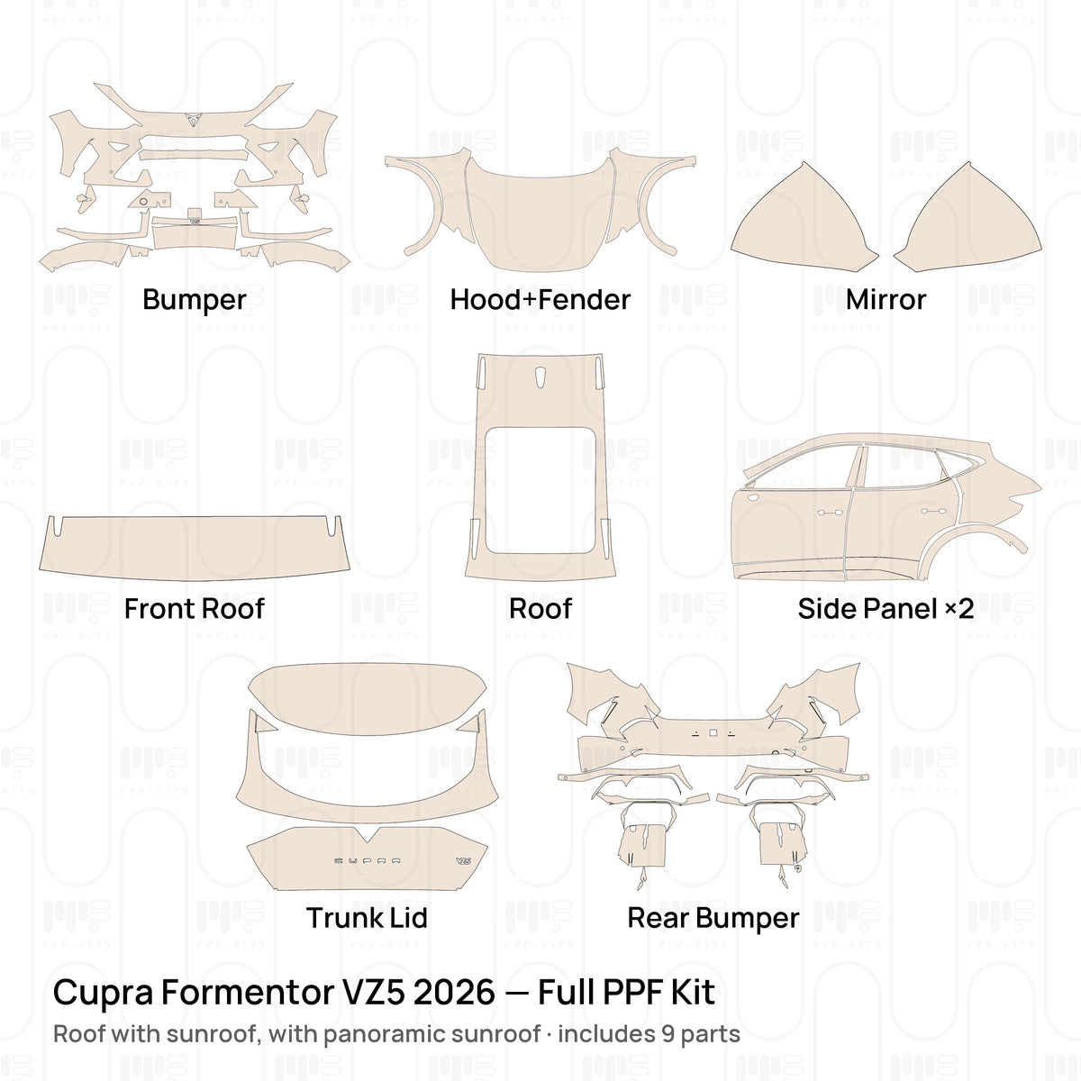 Roof with sunroof, with panoramic sunroof / PPF-Kits PK-G2