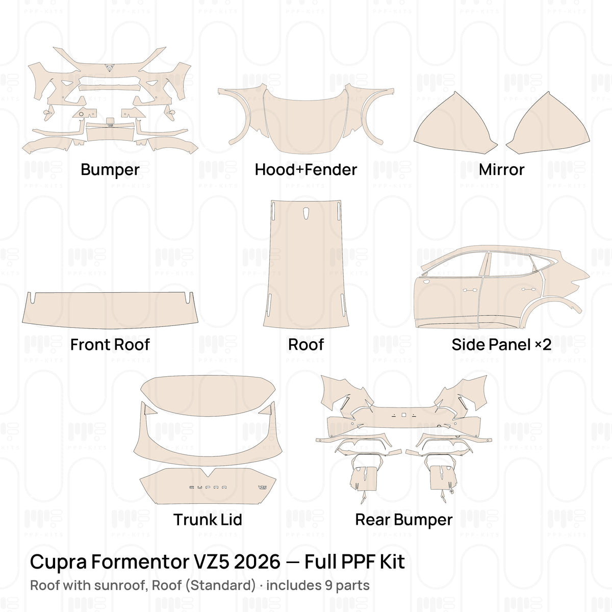 Roof with sunroof, Roof (Standard) / PPF-Kits PK-G2