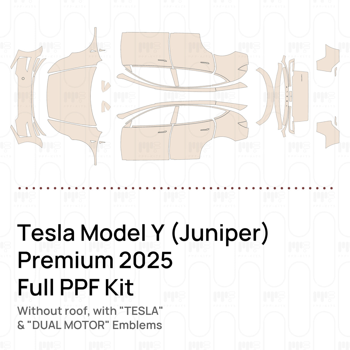 Without roof / With "TESLA" & "DUAL MOTOR" Emblems / PPF-Kits PK-G2