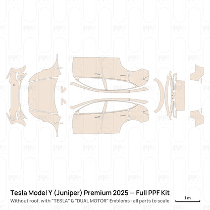 Without roof / With "TESLA" & "DUAL MOTOR" Emblems / PPF-Kits PK-G2