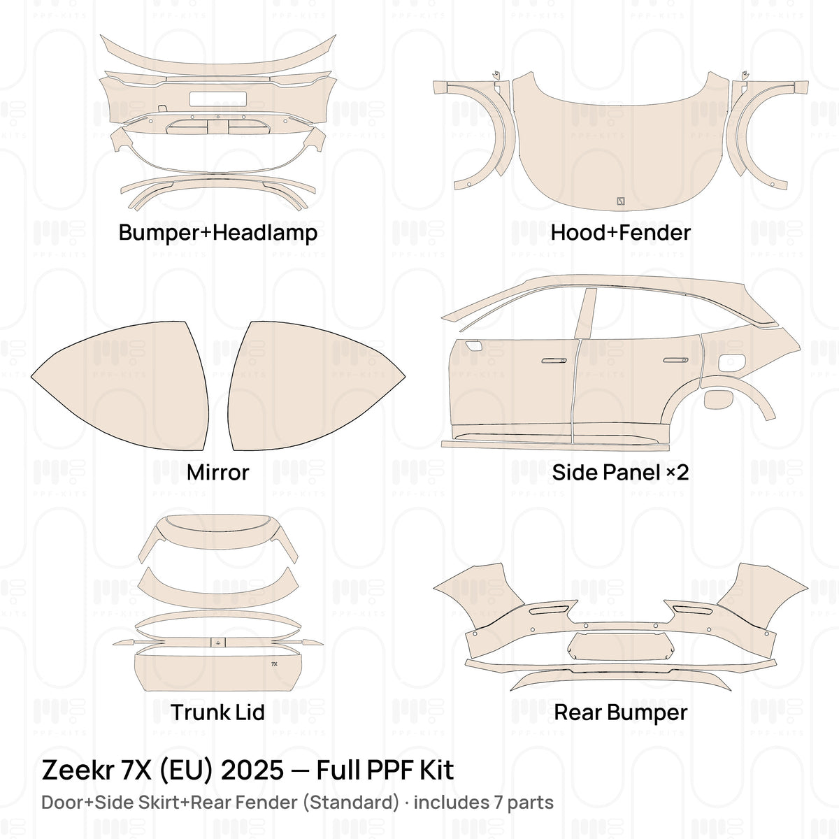 Door+Side Skirt+Rear Fender (Standard) / PPF-Kits PK-G2