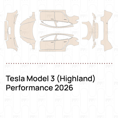 Pre-Cut PPF Tesla Model 3 (Highland) Performance 2026