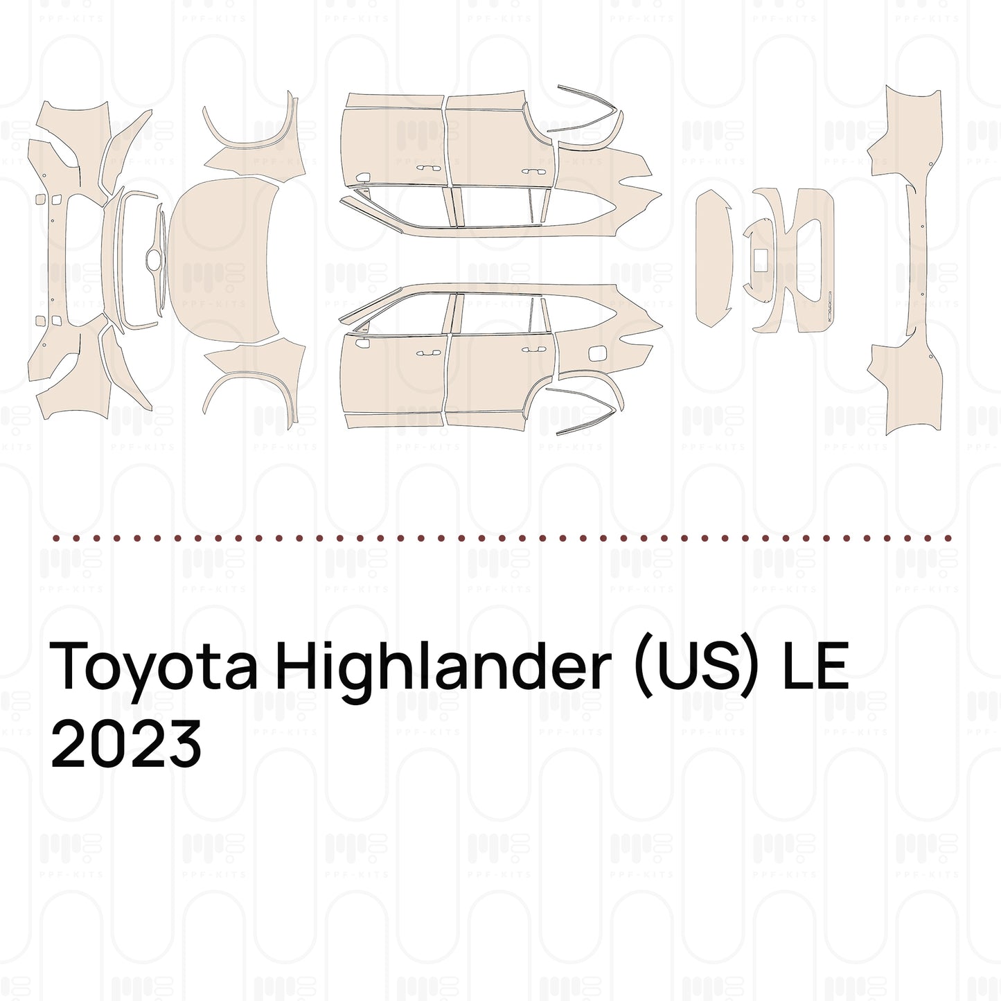 Pre-Cut PPF Toyota Highlander (US) LE 2023